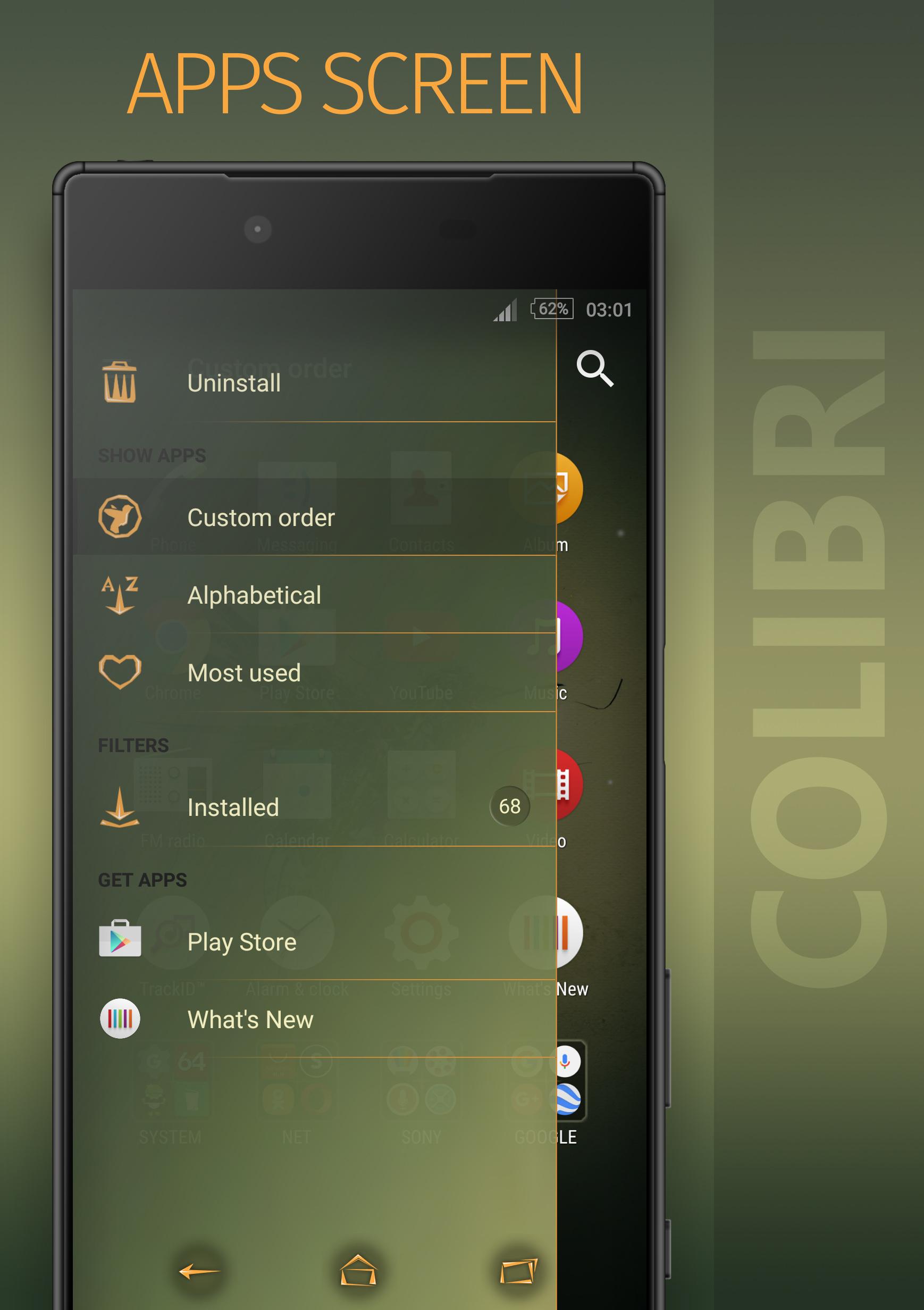 Android application COLIBRI Xperia Theme screenshort