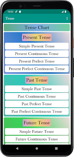 Android application Tense In Hindi screenshort