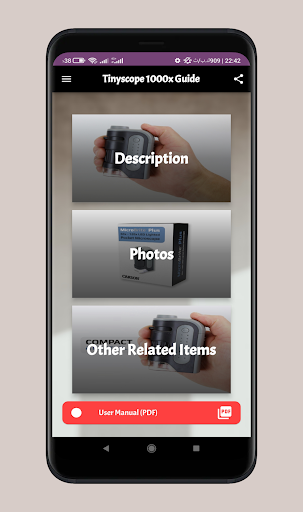 Android application tinyscope 1000x guide screenshort