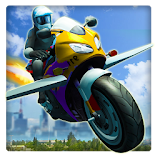 Flying motorcyle: Stunt motor bike rider icon