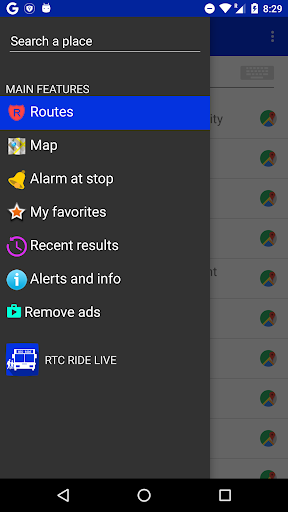 Android application RTC Ride Live screenshort