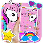 Cover Image of Download Cute Pink Cartoon Unicorn Theme 1.1.3 APK