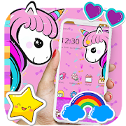 Cute Pink Cartoon Unicorn Theme  Icon