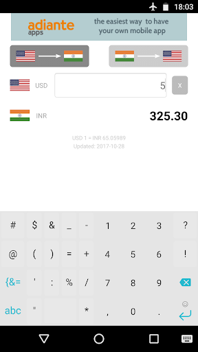 Android application Dollar to Indian Rupee screenshort