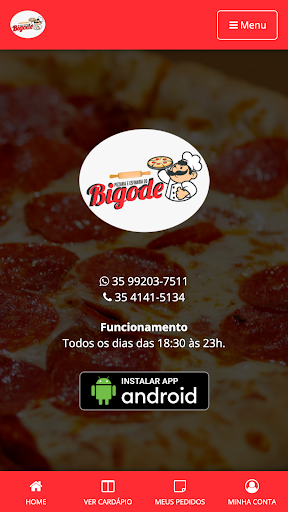 Android application Pizzaria do Bigode screenshort