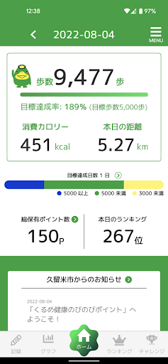 くるめ健康のびのびポイント Screen 2