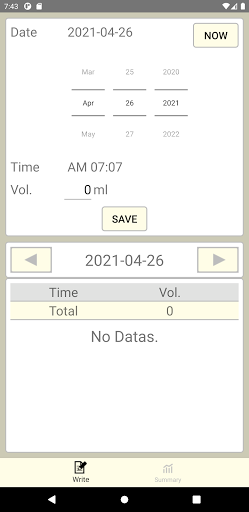 Android application Milk : How much did you eat. screenshort