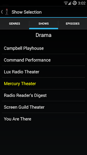 Old Time Radio Player Screen 3