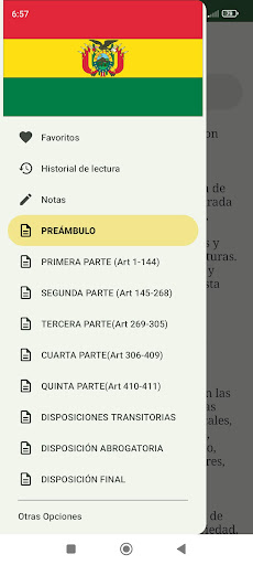 Android application Constitución de Bolivia screenshort