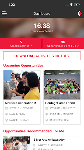 Android application Volunteer.gov.sg screenshort