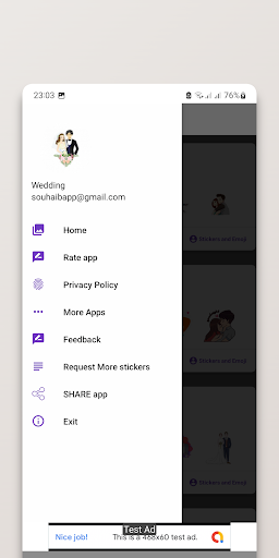 Android application Wedding Stickers screenshort