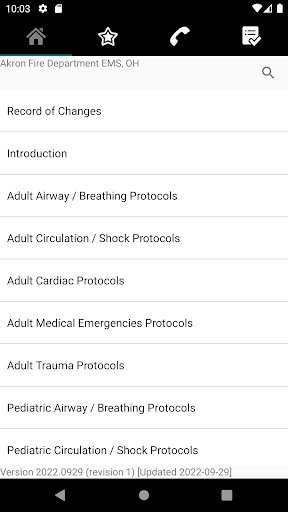 Android application Akron Fire Dept. EMS Protocol screenshort