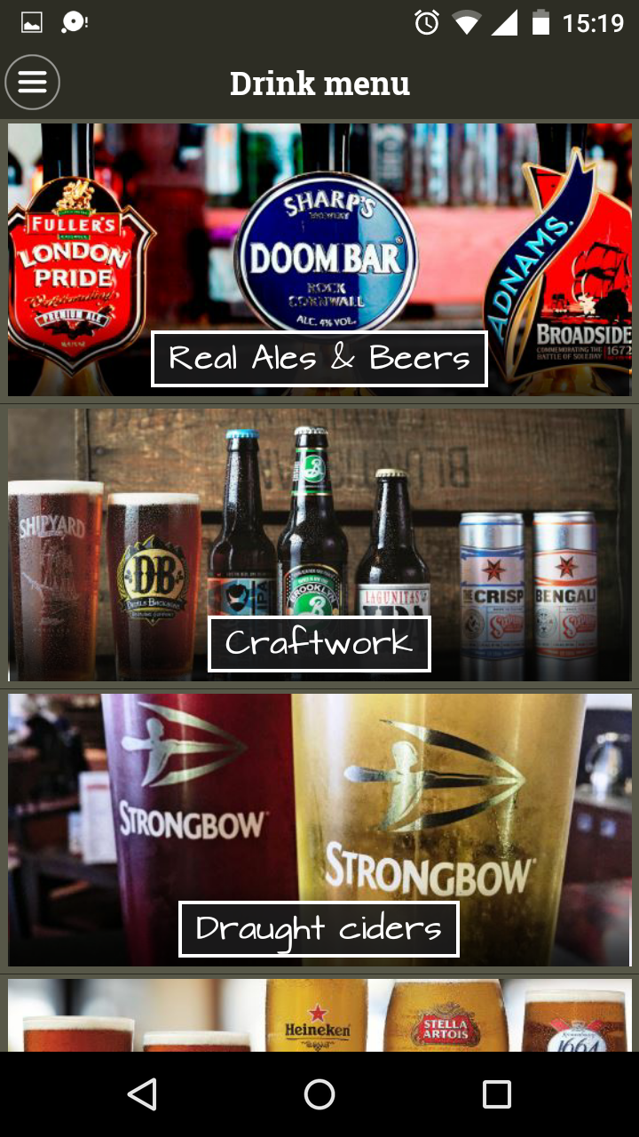 Android application Wetherspoon Pub-Finder screenshort