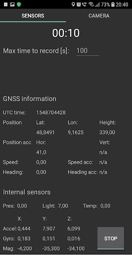 Android application Nav Sensor Recorder screenshort