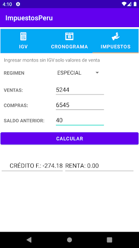 Impuestos Perú Screen 3