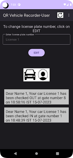 QR Vehicle Recorder-User Screen 2