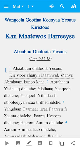 Screenshot of Oromo, Eastern Bible