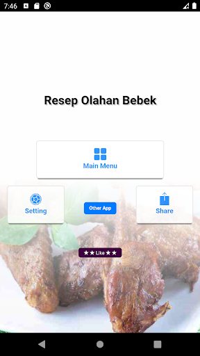 Android application Resep Olahan Bebek screenshort