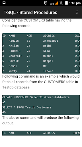 Learn T-SQL DB Screen 2