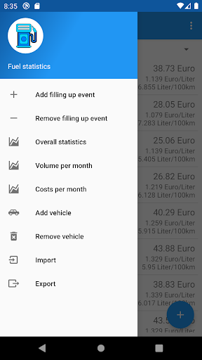 Fuel statistics Screen 3