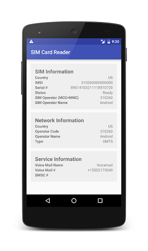 Android application SIM Card Reader screenshort