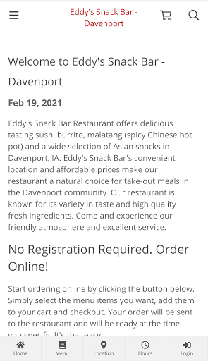 Android application Eddy's Snack Bar - Davenport screenshort