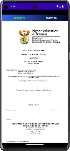 TVET Quantity Surveying N4-N6 Screen 2