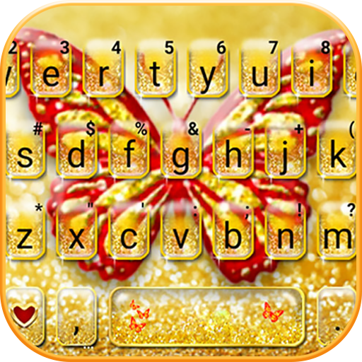 Gold Glitter Butterfly Keyboard Theme