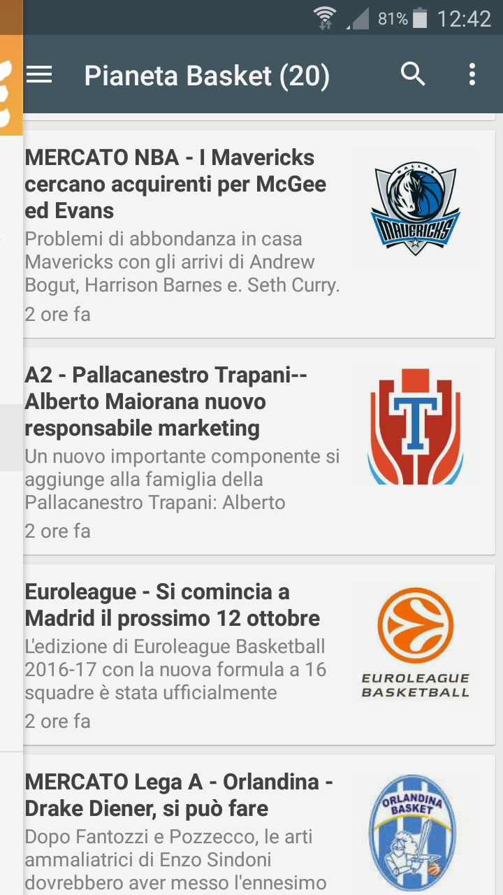 Android application Tutto Basket Notizie screenshort