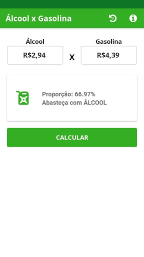 Android application Álcool ou Gasolina screenshort