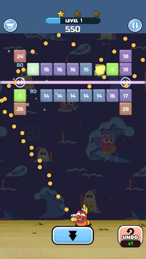 Android application Larva Bricks Breaker screenshort