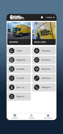 Android application Harplinge Transport screenshort