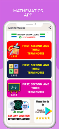Android application Mathematics Notes (J.S.S 1-3) screenshort