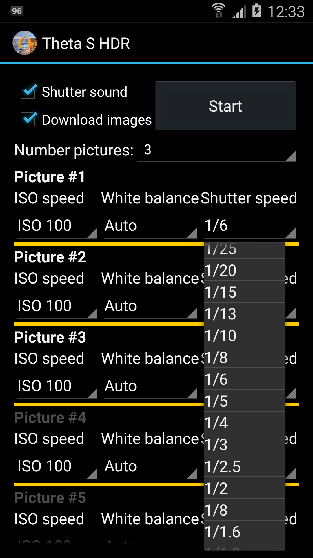 Android application HDR for Theta S Cameras screenshort