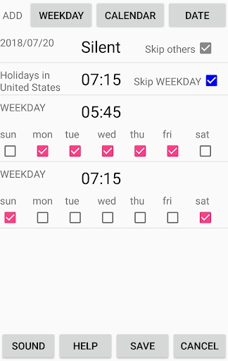 Android application Holiday Alarm Clock Manager screenshort