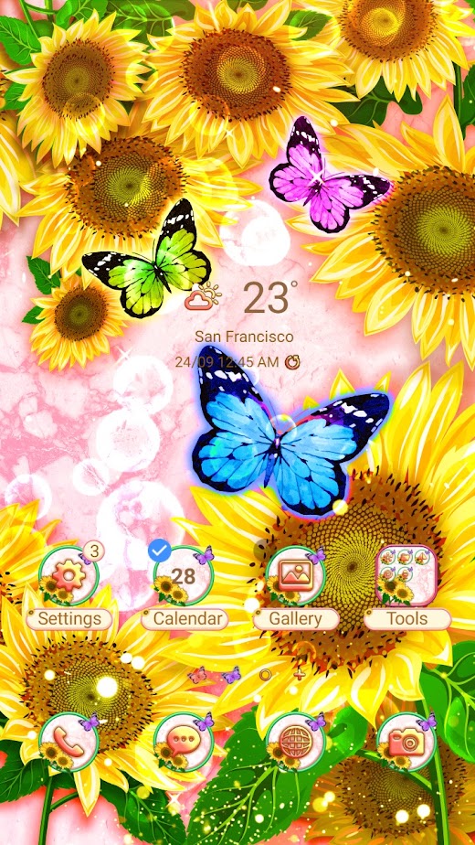 Android application Bubble Sunflower - Wallpaper screenshot