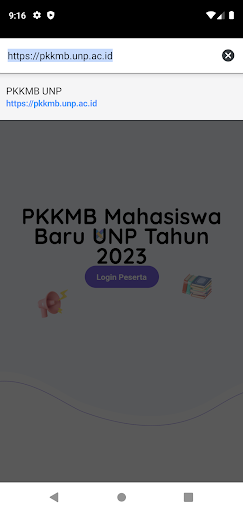 Android application PKKMB UNP 2023 screenshort