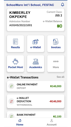 Android application SchooWare Student screenshort