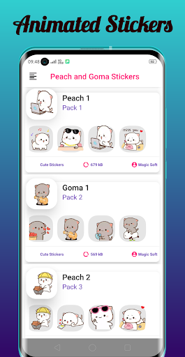 Android application Animated Stickers - Peach Goma screenshort