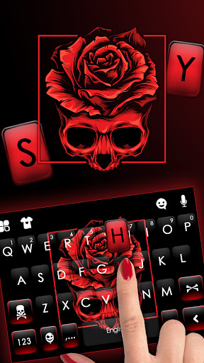 Skull Rose Black Keyboard Back Screen 2