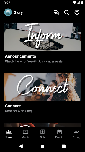 Android application Glory Fellowship Church App screenshort