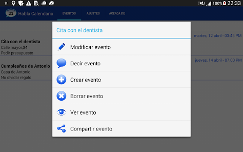 Captura 11 Alarmas del calendario por voz android