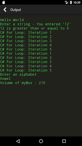 C# Programming Compiler Screen 2