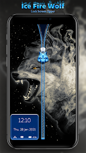 Ice Fire Wolf Lock Screen Zipper For PC installation
