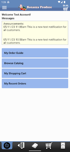 Android application Bonanza Produce Ordering screenshort