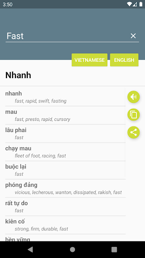 Android application Vietnamese-English Dictionary screenshort