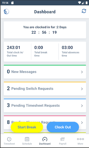 Android application Time Tracker Global screenshort