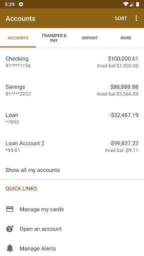 Oak Bank Mobile Banking Screen 3