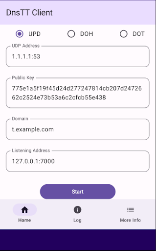 Android application DnsTT Client screenshort