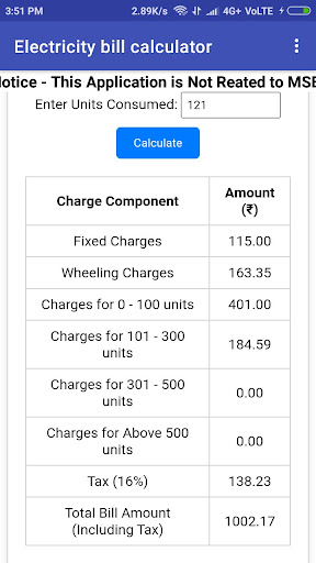 Maha Electric Bill Calculator